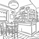 Cozy Cafe Interior Coloring Page  Pagescom sketch template