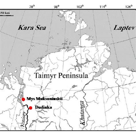 Map of the Taimyr (Taymyr) Peninsula showing the study area. | Download Scientific Diagram