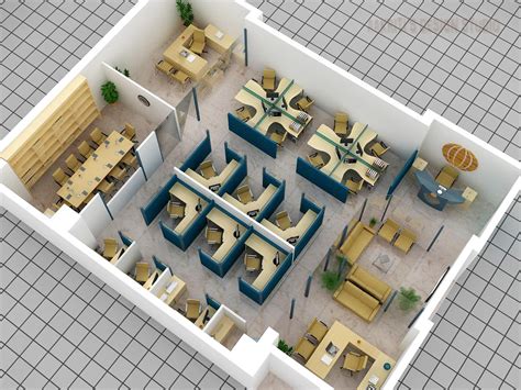 3D Floor Plan of Office