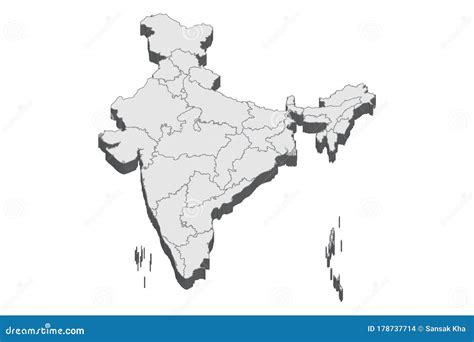 Kaart Van India in 3d 3d Kaart Met Grenzen Van Regio ' S. Stock Illustratie - Illustration of ...