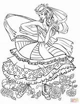 Girl Dancing In A Vintage Fashion Clothing  Super Coloring sketch template