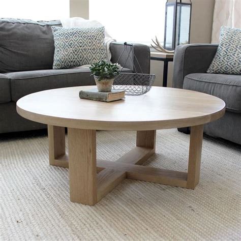 Round All Wood White Oak Coffee Table, Modern Solid Wood - Free Shippi ...