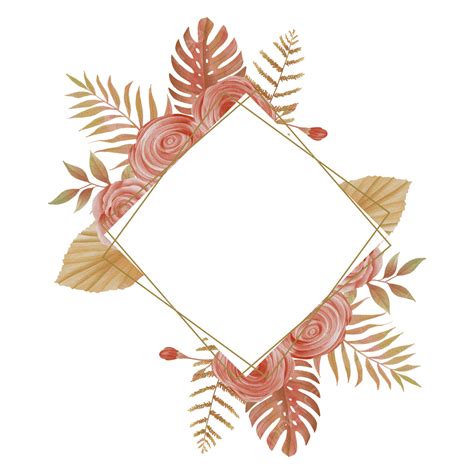 Watercolor Boho Flowers PNG Picture, Watercolor Boho Flower And Leaf Wedding Frame, Watercolor ...