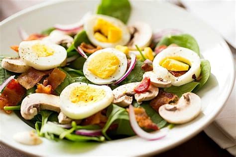 Warm Spinach Salad with Bacon, Mushrooms & Hard-Boiled Eggs | Brown ...