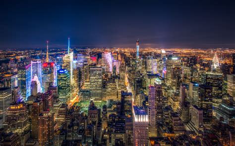 Aerial photography of New York cityscape at night HD wallpaper | Wallpaper Flare