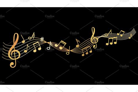 Gold music notes bacground | Pre-Designed Vector Graphics ~ Creative Market