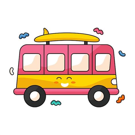 Premium Vector | Cute Travel Sticker Travel Bus