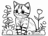 Cute Cat Coloring Page · Creative Fabrica sketch template