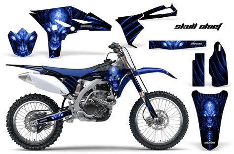 YAMAHA YZ250F 2010-2013 GRAPHICS KIT CREATORX DECALS SKULL CHIEF BL | eBay