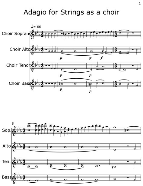 Adagio for Strings as a choir - Sheet music for Choir Tenor