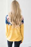 Floral Top Mustard Cowl Neck Sweater | Cute Comfy Fall Cardigans ...