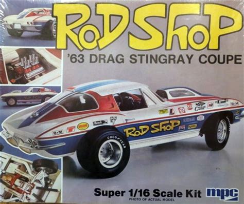 MPC Rod Shop 63 Drag Stingray Coupe box art | Plastic model kits cars, Model cars kits, Car model