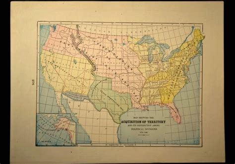 Antique United States Territory Map US Early 1900s Original