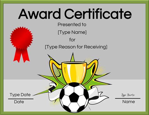 Soccer Certificate Printable - Printable Word Searches