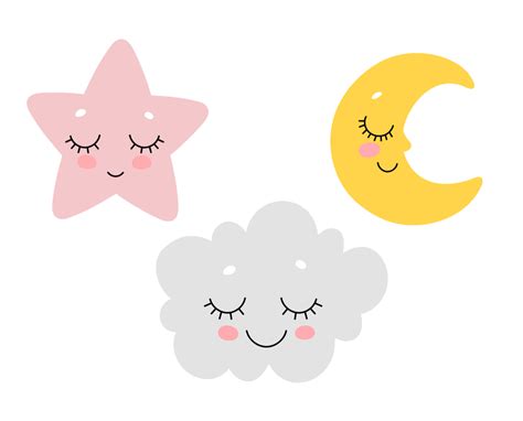 Vector Illustration Cute Sleeping Cloud Moon | Stampe cameretta neonato, Illustrazione carina ...