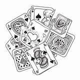 Cards Playing Coloring Pages Deck Drawing Card Printable Supercoloring  sketch template