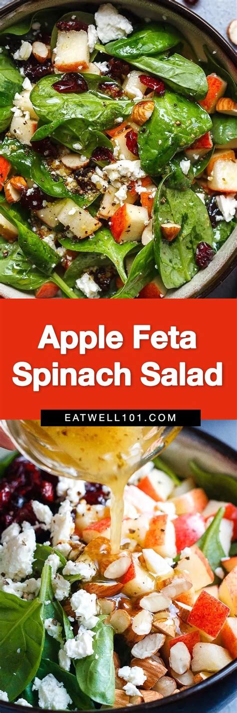 Apple Feta Spinach Salad | Fresh salad recipes, Spinach salad recipes, Salad recipes