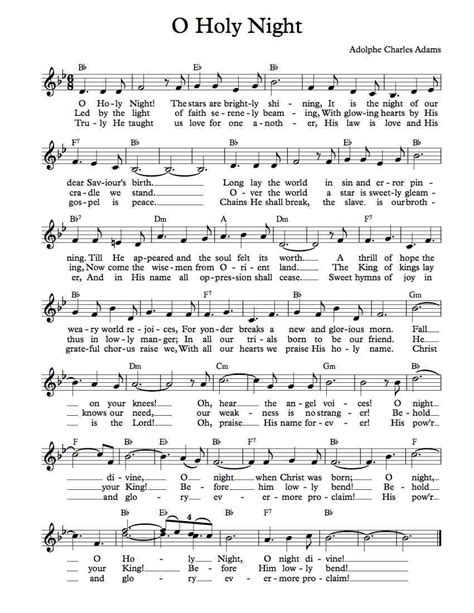 Printable O Holy Night Piano Sheet Music