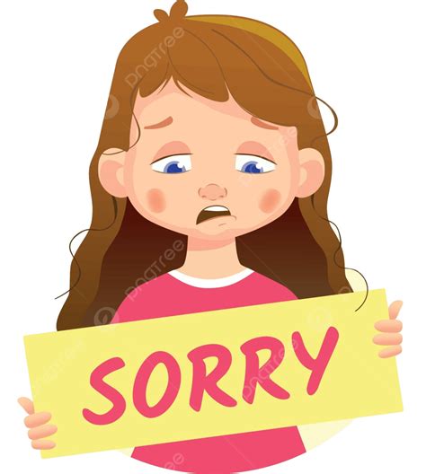 Sad Girl Holding Sorry Poster Girl Grieved Apologize Vector, Girl, Grieved, Apologize PNG and ...