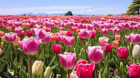 An Idyllic Japanese Tulip Field Background, Tulip, Outdoor, Flower ...