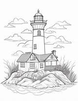100 Printable Lighthouse Scene Coloring Pages For Adults PD  sketch template