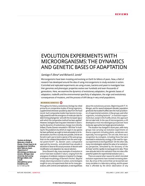 (PDF) Microbial genetics: Evolution experiments with microorganisms ...