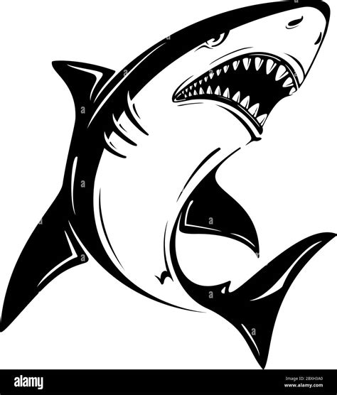 Angry black shark vector illustration isolated on white background. Perfect to use for printing ...