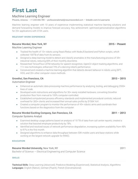 5 Machine Learning Resume Examples for 2024 | Resume Worded