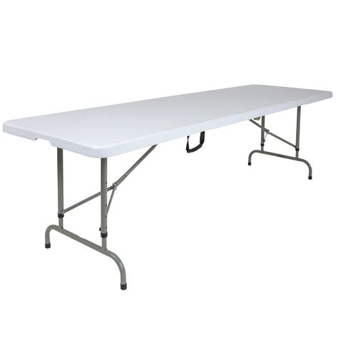 8-Foot Height Adjustable Bi-Fold Granite White Plastic Folding Table with Handle - Walmart.com