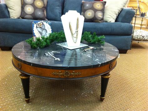 Round black marble top coffee table with wooden applique detail- only $215.00 | Marble top ...