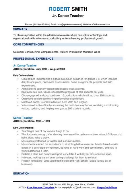 10+ Dance Teacher Resume Samples & Templates for 2025