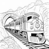 Zug Kommt Aus Dem Tunnel Heraus  Happycoloringnet sketch template