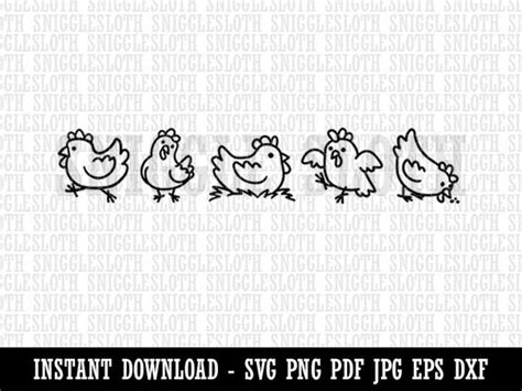 Cartoony Chicken Border Clipart Instant Digital Download SVG - Etsy