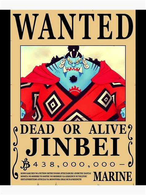 "One Piece Wanted Poster Bounty Jinbei Poster" Canvas Print for Sale by ...