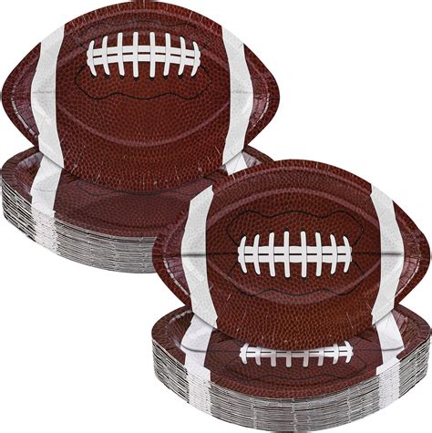 Amazon.com: durony 50 Pieces Football Paper Plates Disposable Football Shaped Plates Football ...