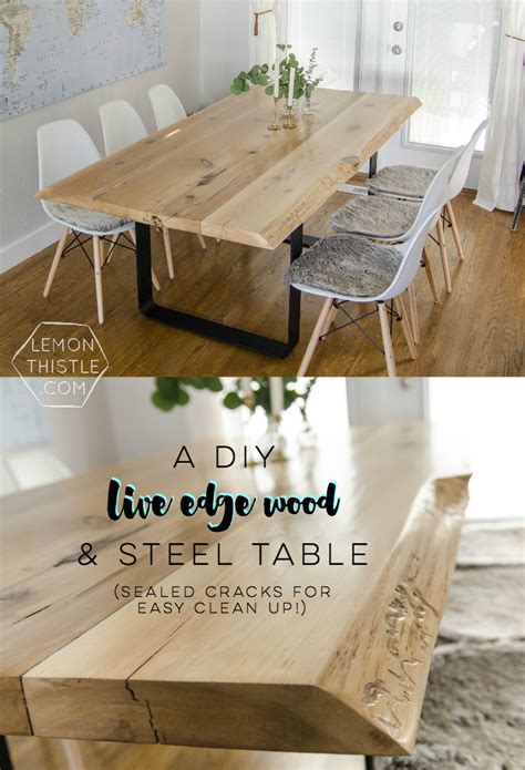 DIY Live Edge Table with Steel Base - Lemon Thistle