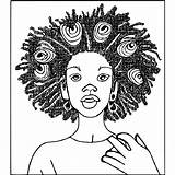 Black And White Coloring Page Girl With Afro · Creative Fabrica sketch template