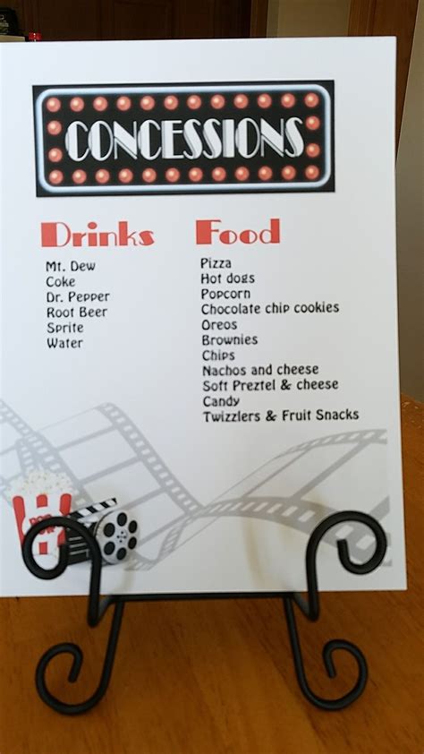 Movie night concession sign menu | Concession stand menu, Family fun night, Movie night party