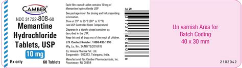 Memantine Tablets: Package Insert / Prescribing Information - Drugs.com