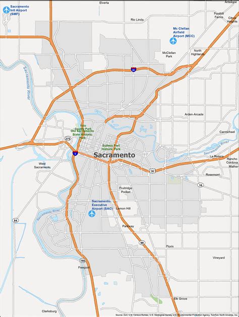 Map of Sacramento, California - GIS Geography