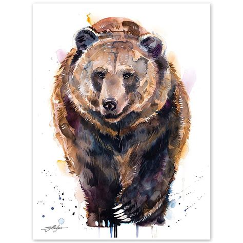 Brown bear watercolor painting print by Slaveika Aladjova