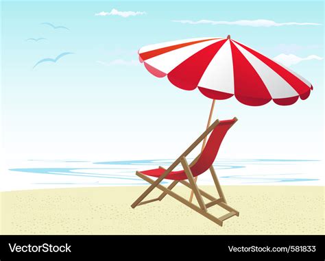 Beach chairs and umbrella Royalty Free Vector Image