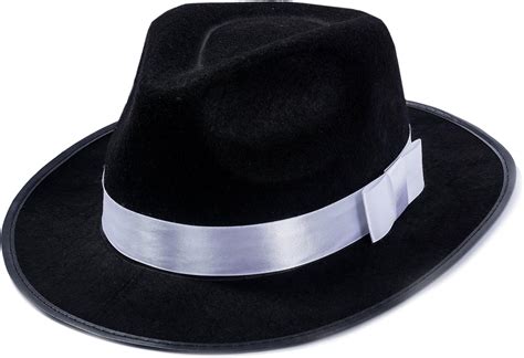 Funny Party Hats Black Fedora Hat - Gangster Hat - Black and White Fedora Hat - Mobster Hat ...