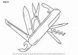 Learn How To Draw Swiss Army Knife Knives Step By  Drawing sketch template