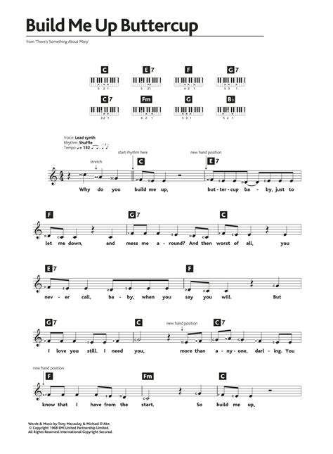 Build Me Up Buttercup by The Foundations Sheet Music for Piano Chords ...