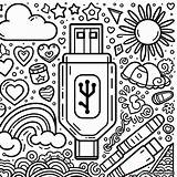Coloring Page On USB Key Download Or Print For Free sketch template