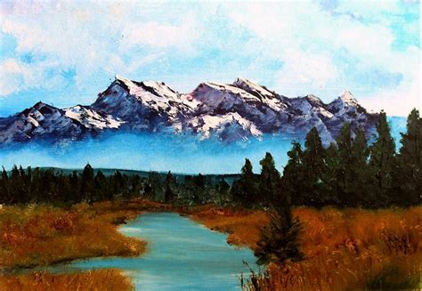 Misty Mountain Scene Painting by Rebecca Davis - Pixels