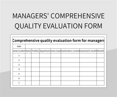 Managers' Comprehensive Quality Evaluation Form Excel Template And Google Sheets File For Free ...