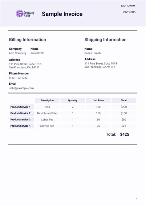 Latex Invoice Template