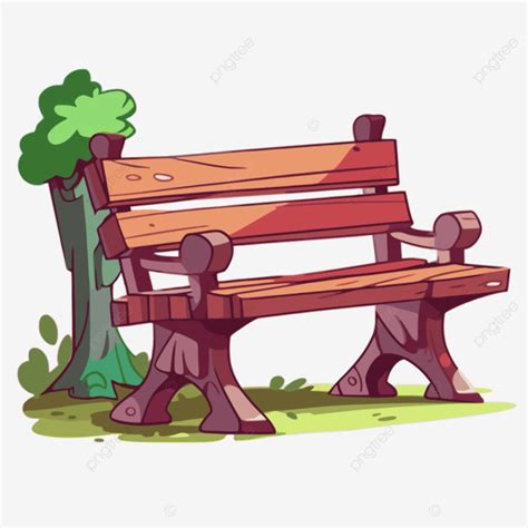 Park Bench Clipart Cartoon Wooden Bench Next To A Tree Vector, Park Bench, Clipart, Cartoon PNG ...